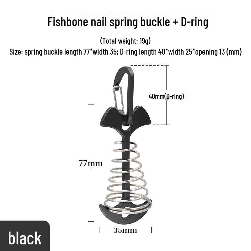 

Spring Fishbone Tent Pegs: Outdoor Camping Accessories for Securing Ropes and Awnings on Ground or Deck
