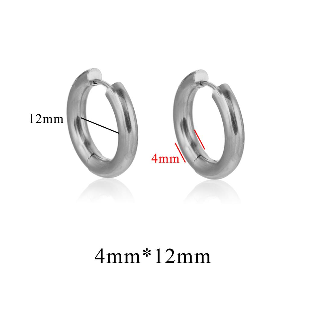 6pcs Stainless Steel 3mm 4mm Earrings PVD Gold Plated Round Korean Ear Rings Hoop Earring for Man Women Female Punk Jewelry