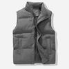 Men Windproof Vest Stand Collar Sleeveless Button Zipper Closure Waistcoat with Pockets Solid