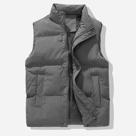 Men Windproof Vest Stand Collar Sleeveless Button Zipper Closure Waistcoat with Pockets Solid