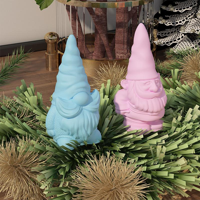 New 4/1PC Christmas Dwarf Candle Silicone Mold 3D Santa Claus Plaster Resin Molds Soap Ice Baking Tools Home Decoration Gifts
