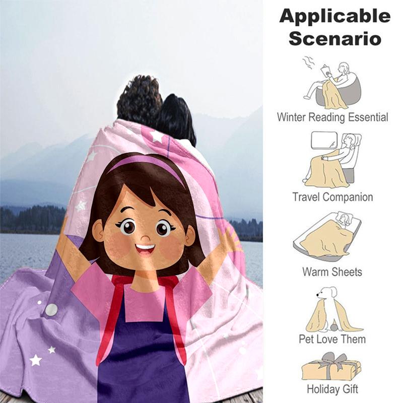 1pc Coperta Franco Ms. Design Stampa Rachel Educational Adventures, Coperta Leggera per Divano, Letto - Morbida e Calda, Regalo per Tutte le Stagioni come Natale,