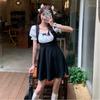 Sweet Collegiate Summer New Korean Version Fashion Slim and Thin Temperament Bubble Sleeve Dress Women's Short Skirt
