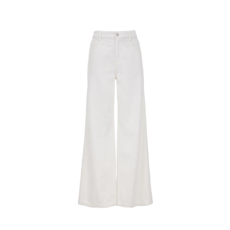 VEROMODA Women's Front Seam Washed Distressed Wide Leg Jeans