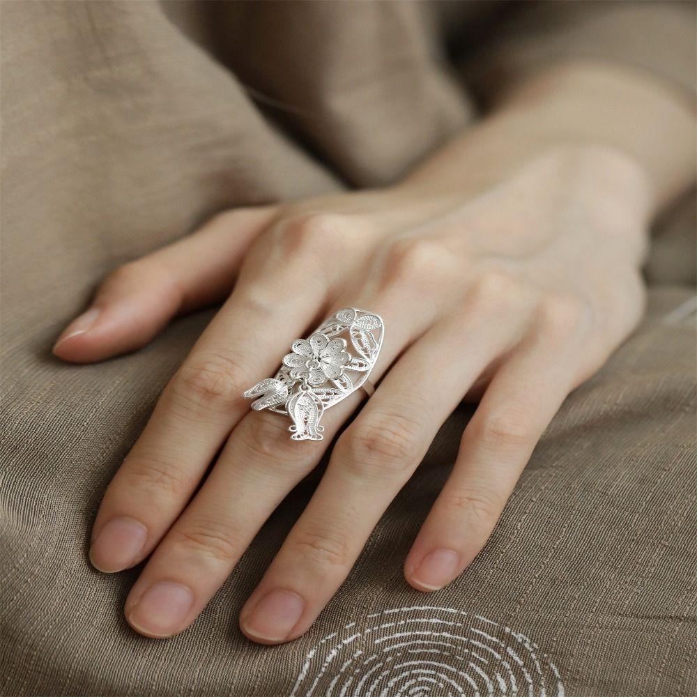 

Кольцо-кисточка в винтажном стиле с детальной резьбой, открывающееся кольцо-бижутерия, кольцо-бабочка, женское кольцо