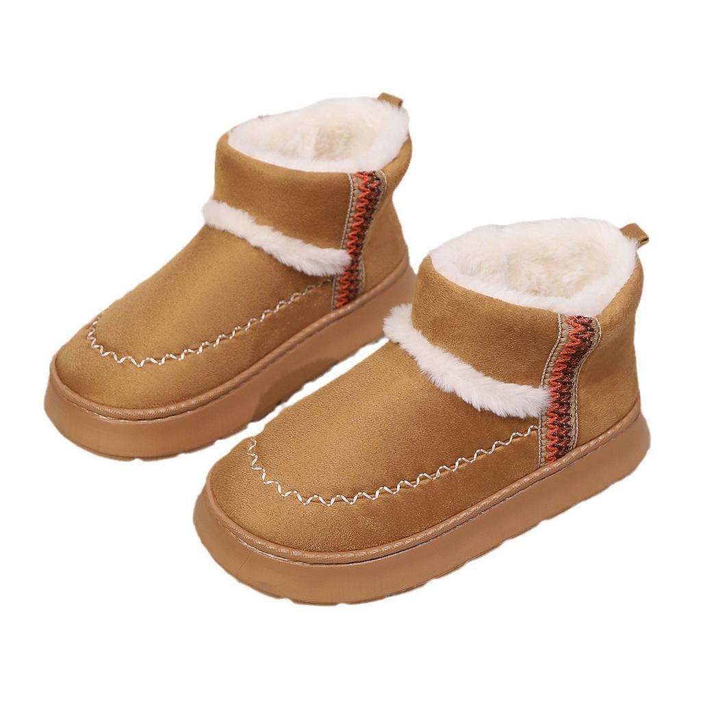 Lace-Trimmed Ethnic-Style Fashion Snow Boots for Women Half-Slip-On Design for Fall/Winter Indoor & Outdoor Use Plus Size Cotton Boots