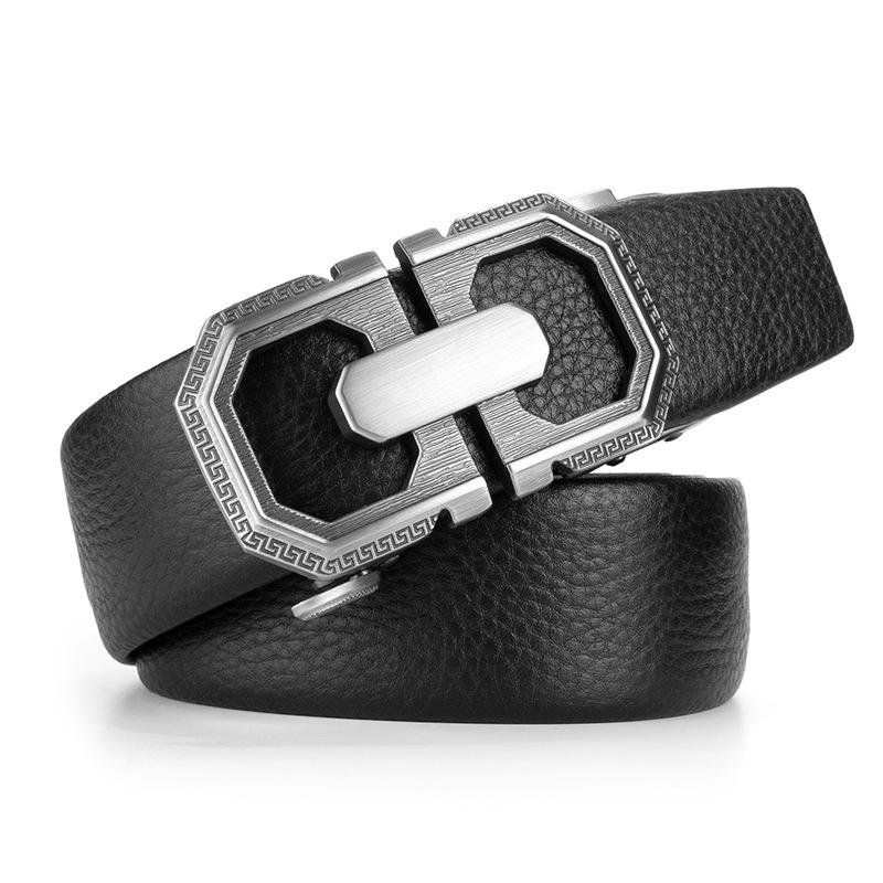New Men'S Belt Cowhide Leather Travel Business Belt Casual Versatile Automatic Buckle Belt Men