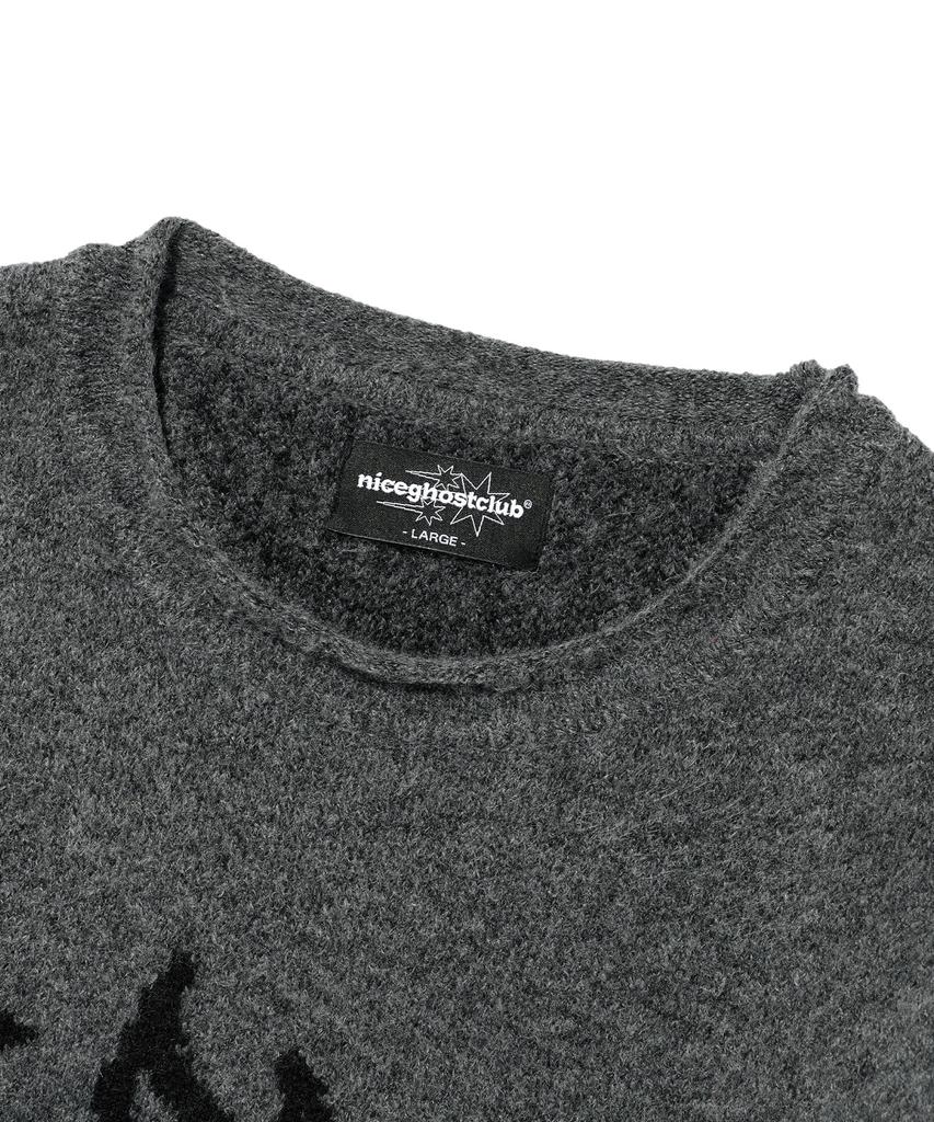 NICEGHOSTCLUB Skull Check L/S Knit Tee_Black(Ng2Efuk606A)