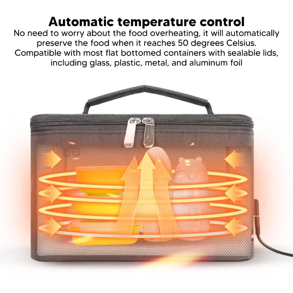 Oxford Cloth USB Heating Lunch Box Large Capacity Waterproof Food Warmer Thermal Insulation Heated Thermal Bag Office Use