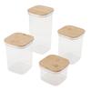 Food Storage Jars Plastic Airtight Containers with Bambusoideae Lids Kitchen Square Clear Canisters