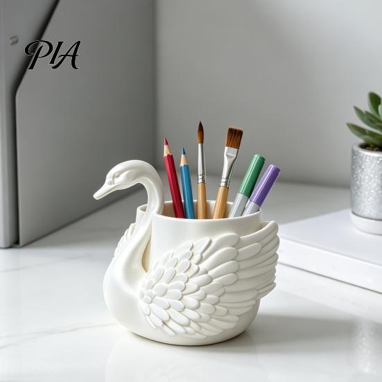 Professional Office Accessories Elegant Swan Pen Holder, Durable PLA Pencil Organizer, Decorative Large Cute Holder for Desk Capacity Container
