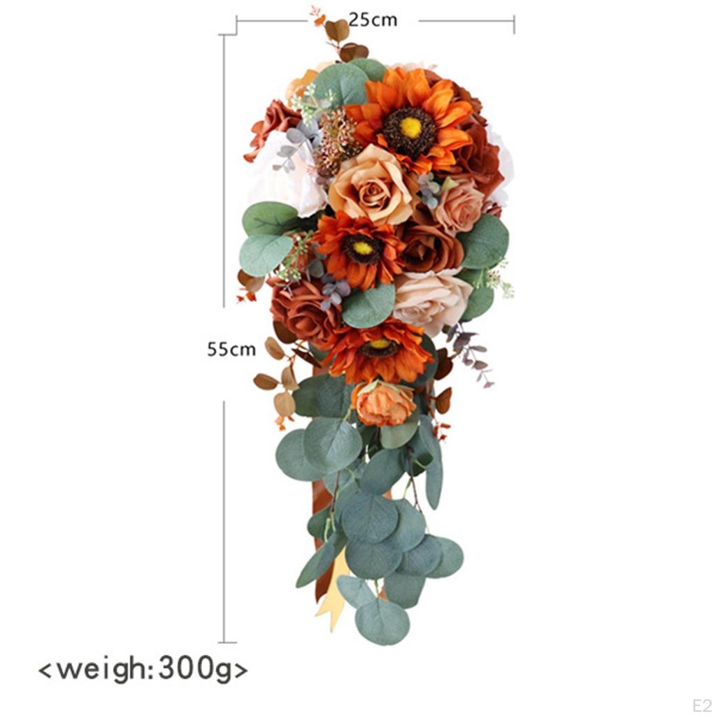 Artificial Waterfall Bridal Bouquet Holding Flower Ornament Wedding Bride for Party