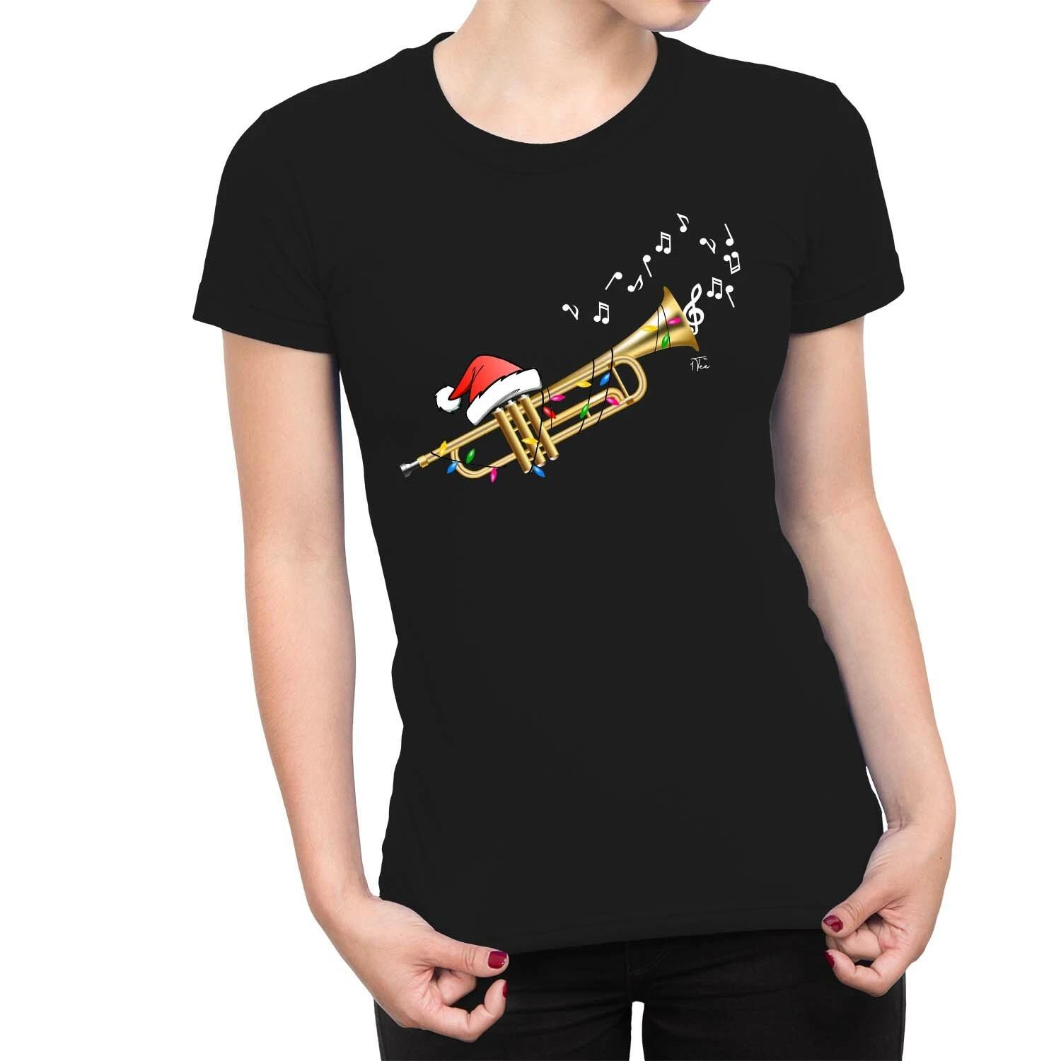 1Tee Womens Christmas Music - Trumpet T-Shirt XS