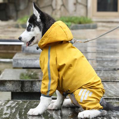 Imperméable pour chien Veste de pluie imperméable pour chien avec capuche Manteau de pluie réfléchissant pour chien avec trou pour laisse Vêtements légers et imperméables pour chiots