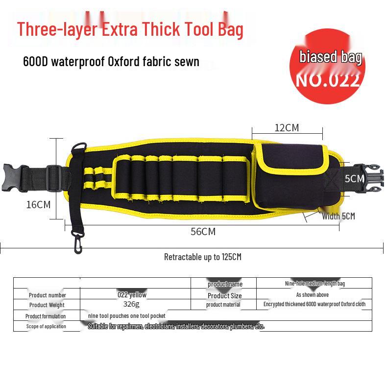 Thickened Canvas Multi-Tool Waist Bag with Large and Small Pockets for Electricians