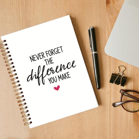 Motivational Spiral Notebook Never Forget The Difference You Make Inspirational Journal A5 Size 50 Sheets Reading Notebook for School Office