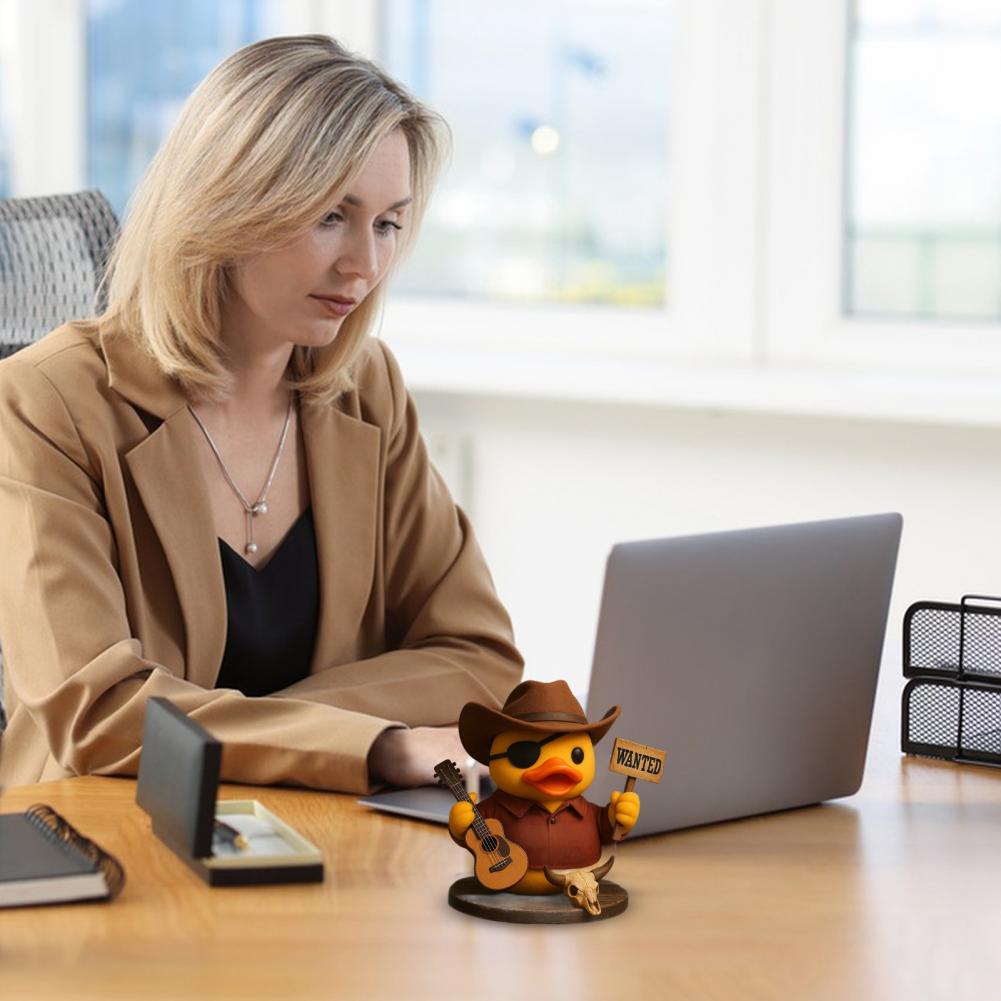 Music-themed Duck Decor Vintage Rock Duck Figurine Hand-painted Music Studio Ornament Classic Rocker Statue for Bar