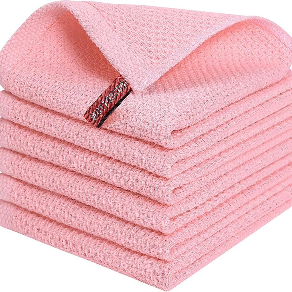 Pure Cotton Honeycomb Kitchen Towel with Hook, 40x60cm, Easy-Clean Waffle Weave Square