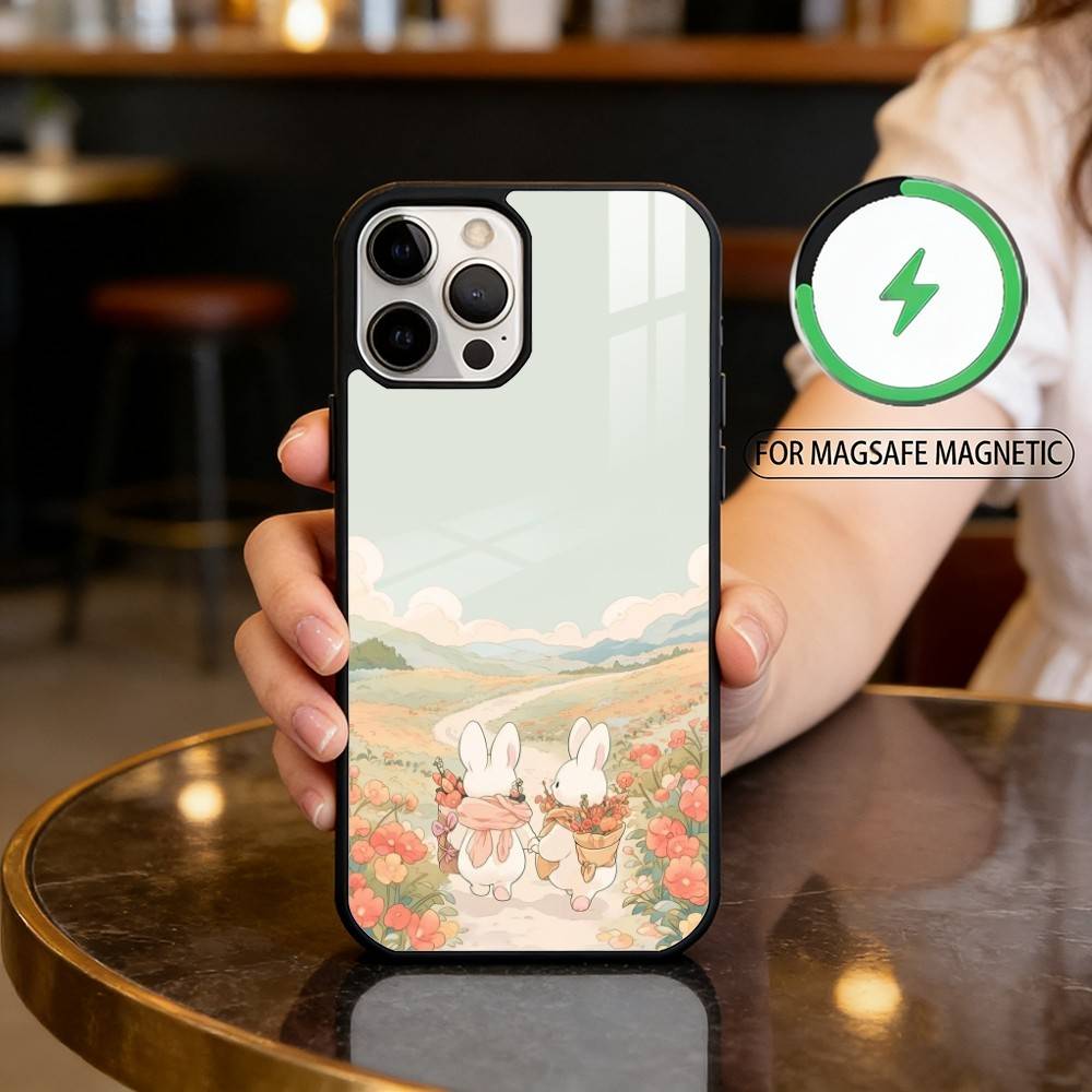 C-Cute R-Rabbit Phone Case For iPhone17,16,15,14,13,12,11 Plus,Pro Max Magnetic For Magsafe Wireless Charging