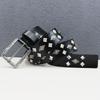 New Genuine Leather Square Nailed Individual Diamond Rivet Cowhide Belt Western American Rivet Belt