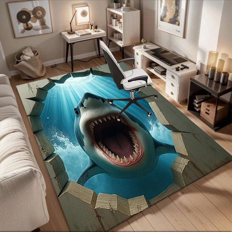 

Great White Shark Wall Decal - Ocean Life Art Sticker for Home Decor Office Mat Home Decor Office Desk Chair Rugs Chair Carpet for office C 60cm by 90cm