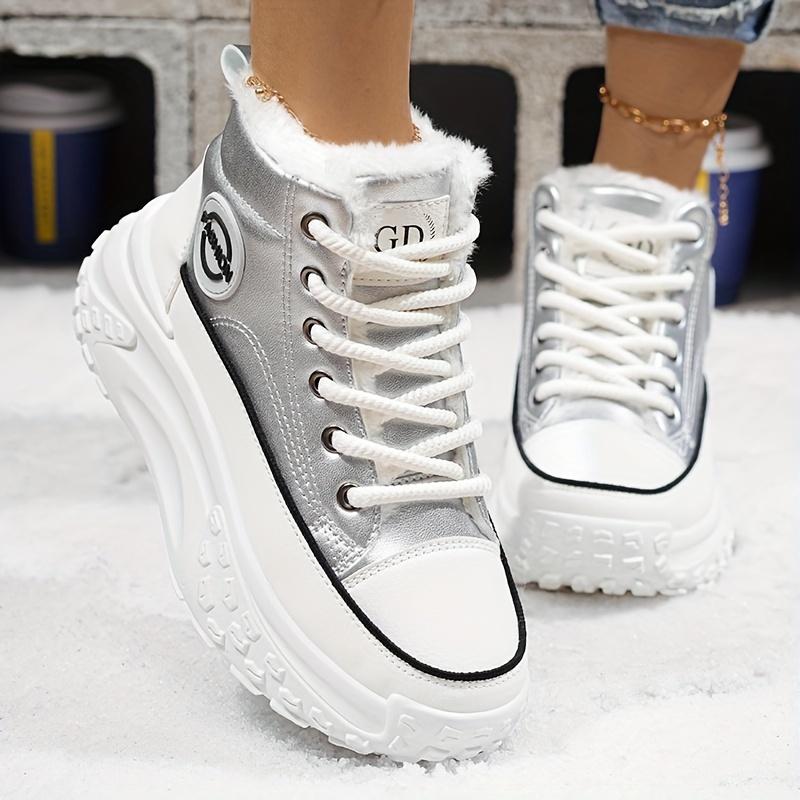 

Женские новые зимние теплые кроссовки и ботильоны на толстой подошве с флисовой подкладкой, увеличивающие рост, повседневные для бега 40