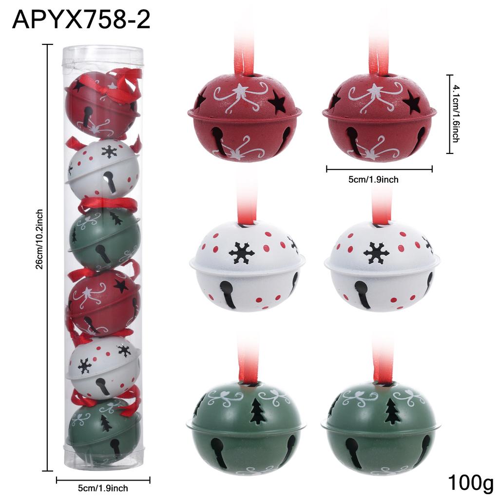 New Christmas bell ornament wrought iron atmosphere ornament arrangement snowflake five-pointed star Christmas tree creative pendant