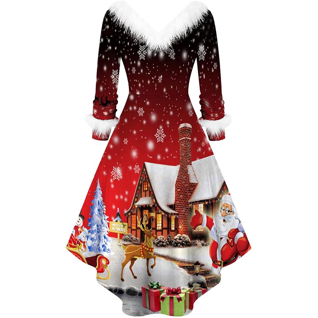 Women's Vintage Christmas Swing Prom Party Cocktail Dress Collar Draped  Fishtail V Neck Dresses Buy cheaply on Joom