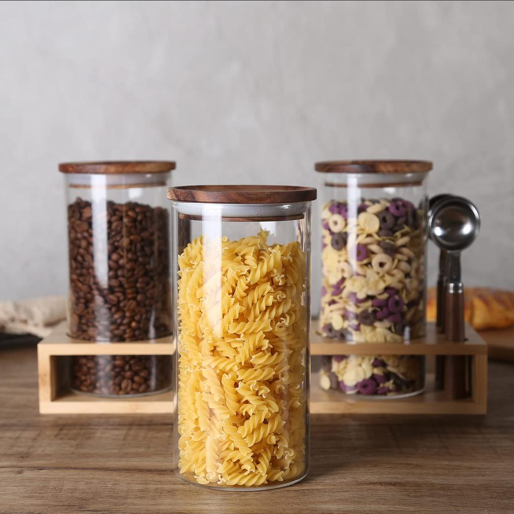 KKC Coffee Bean Storage Airtight Stores Coffee Glass Coffee Measuring Spoon Set of 3 Container, Canister, Coffee, Beans, Nuts, Salt, Shag, Canister,