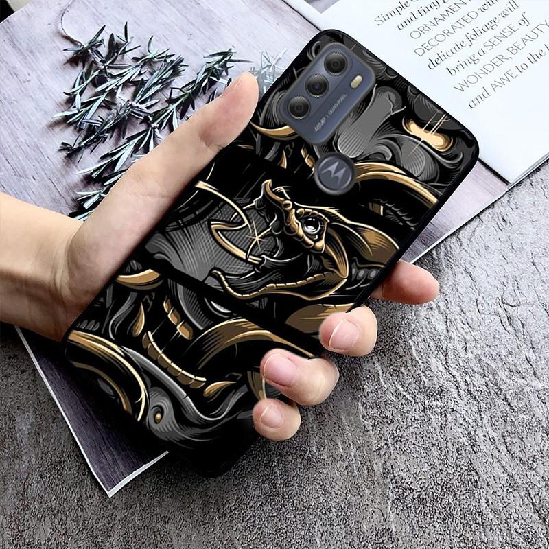 Samuraj Oni maska etui na telefon Motorola Moto E32 E20 E40 G22 G52 G20 G30 G100 G60 G50 G10 GPure GStylus G9 jedno działanie makro