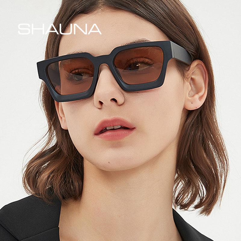 SHAUNA Ins Beliebte Damen Quadratische Sonnenbrille Retro Herren Getönte Gläser UV400