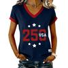 Women's Casual V Neck Short Sleeve Pullover Printed T-Shirt Top