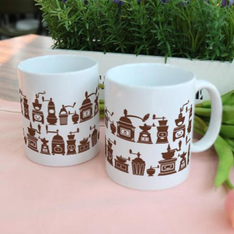 bh305-Design Mug 2p-Coffee Grinder Pattern