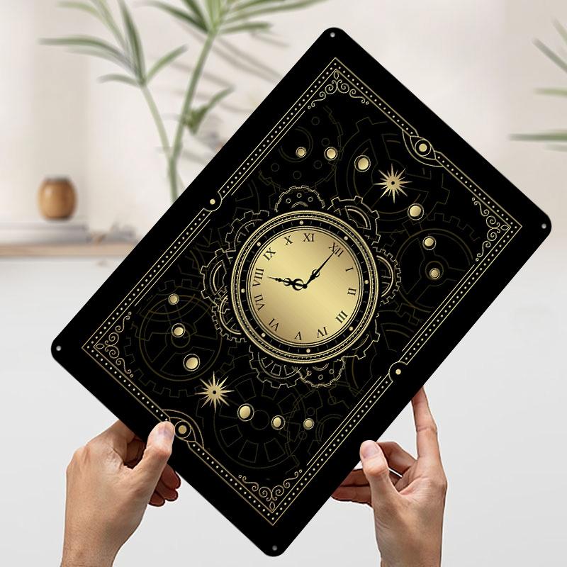 Watch in Gold Color Printed Poster Customized Wall Art Retro Vintage Metal Tin Signs for Room Office Decor Decoration Gaming