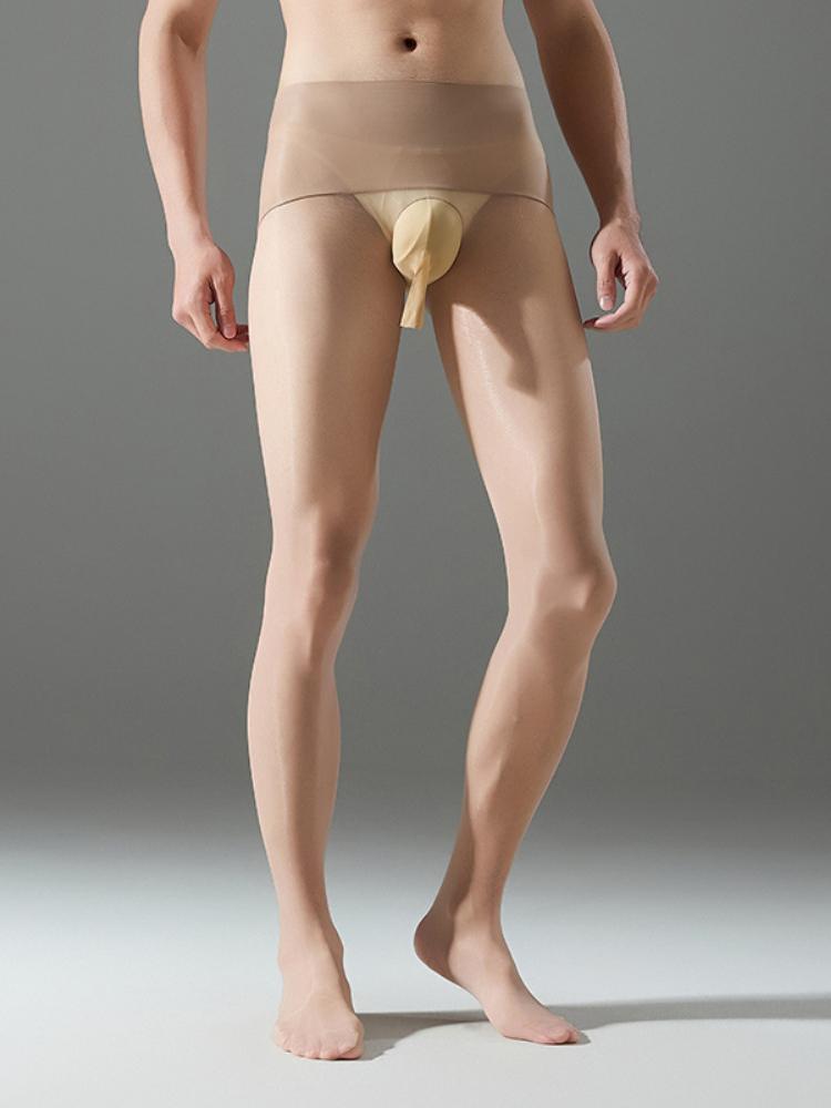 Untrthin Sheer Men'S Pantyhose Seamless High Waist Oil Shiny Tights Sexy Allure U Convex Pouch Sheath Gay Lingeries Panties