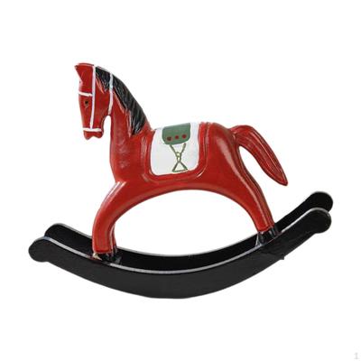 Multifunctional Rustic Decorative Rocking Horse Statue, Wooden Figurine for Centerpiece,