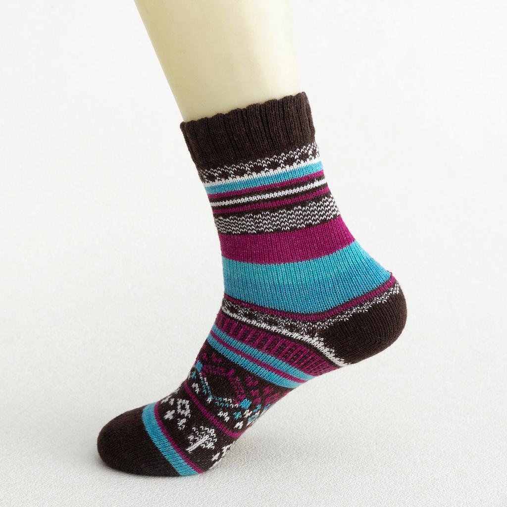 5 Pack Womens Socks Vintage Winter Soft Warm Cold Knit Wool Socks