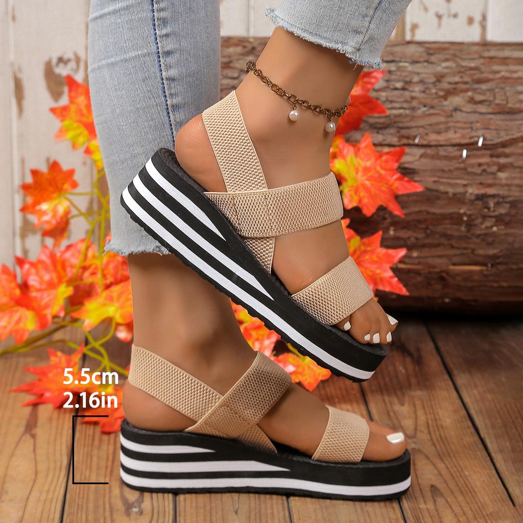 Fashion Women's Minimalist Wedge Sandals Leopard Open Toe Thick Soled Platform Casual Shoes Ankle Strap Female Slingback Sandalias