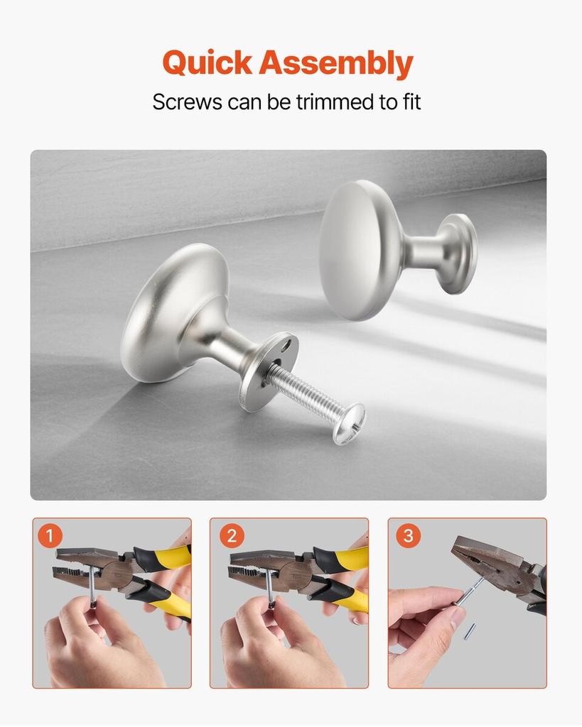 Cabinet Knobs, 25 Pack, 28 Mm Zinc Alloy Drawer Pulls Door Handles, Mushroom Kitchen Solid Knobs Dresser Handles, Cupboard Hardware with Screws for