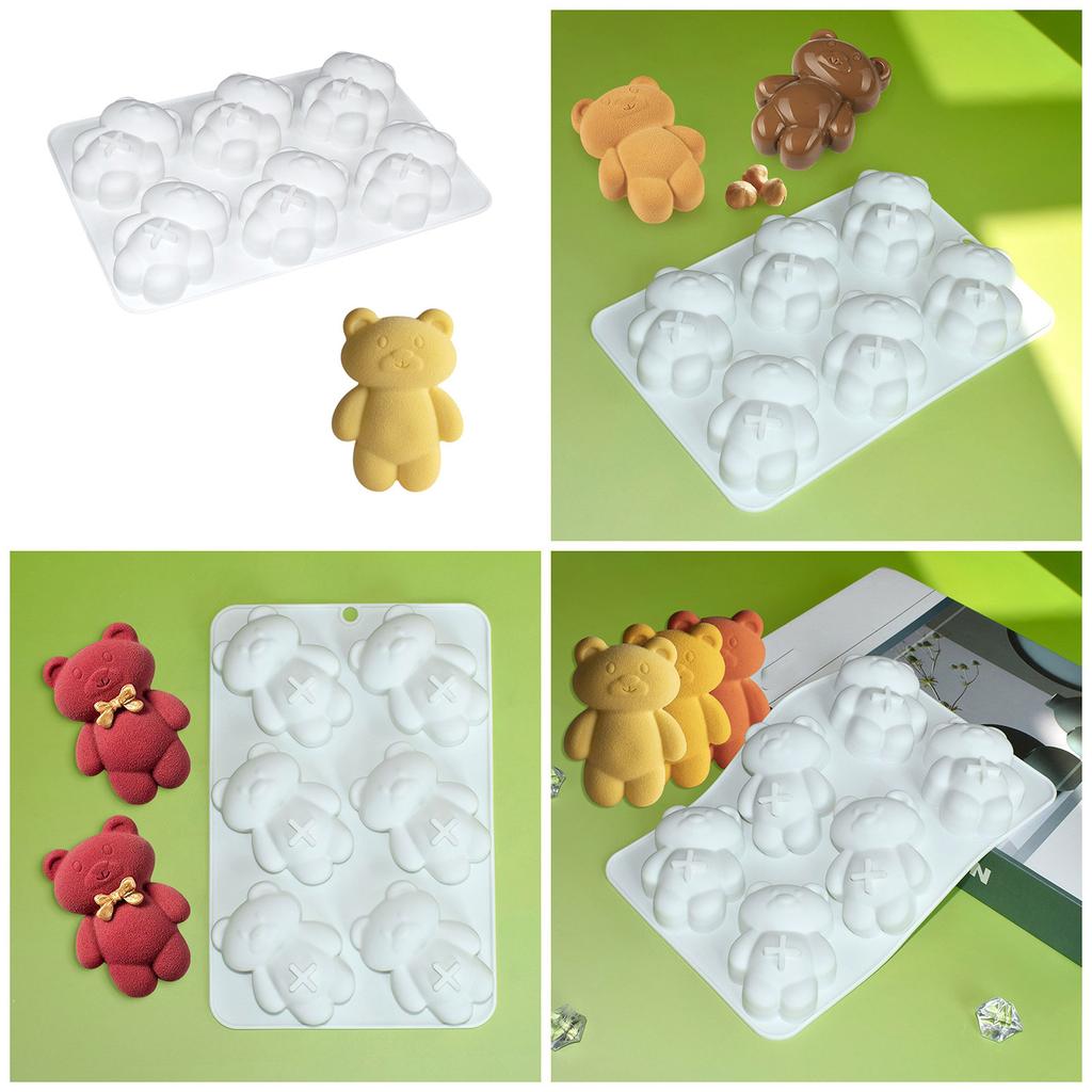Food Grade Silicone Mousse Cake Mold Creative 6 Grids Bear Shape Dessert Mould Nonstick Chocolate Cupcakes Bakewares