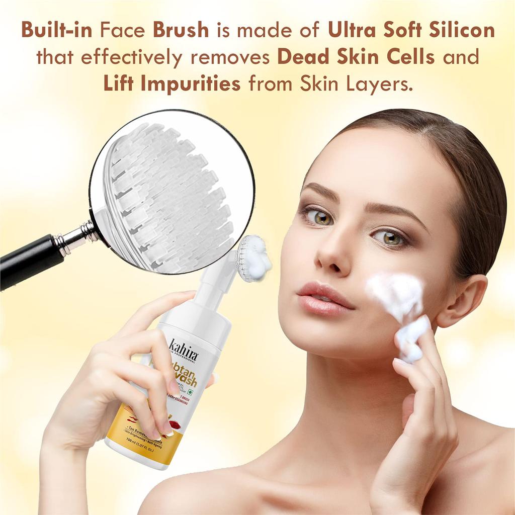 Kahira Ubtan Foaming Face wash With Built in Brush For Deep Cleansing Tan Removal Formula For Skin Brightning Anti-ageing NO SLS, Parabens, Sulpha