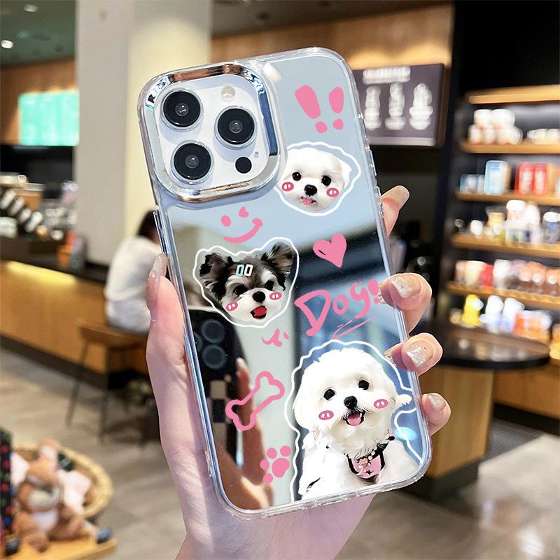Processing and production of cute dog splicing Apple 15/16promax summer mobile phone case for girls with high value