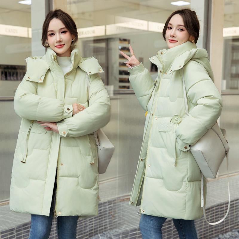 Winter Plus Size Coat Female Long Parkas Hooded Medium Long  Loose Thick Warm Long Sleeve Overcoats Lady Jackets