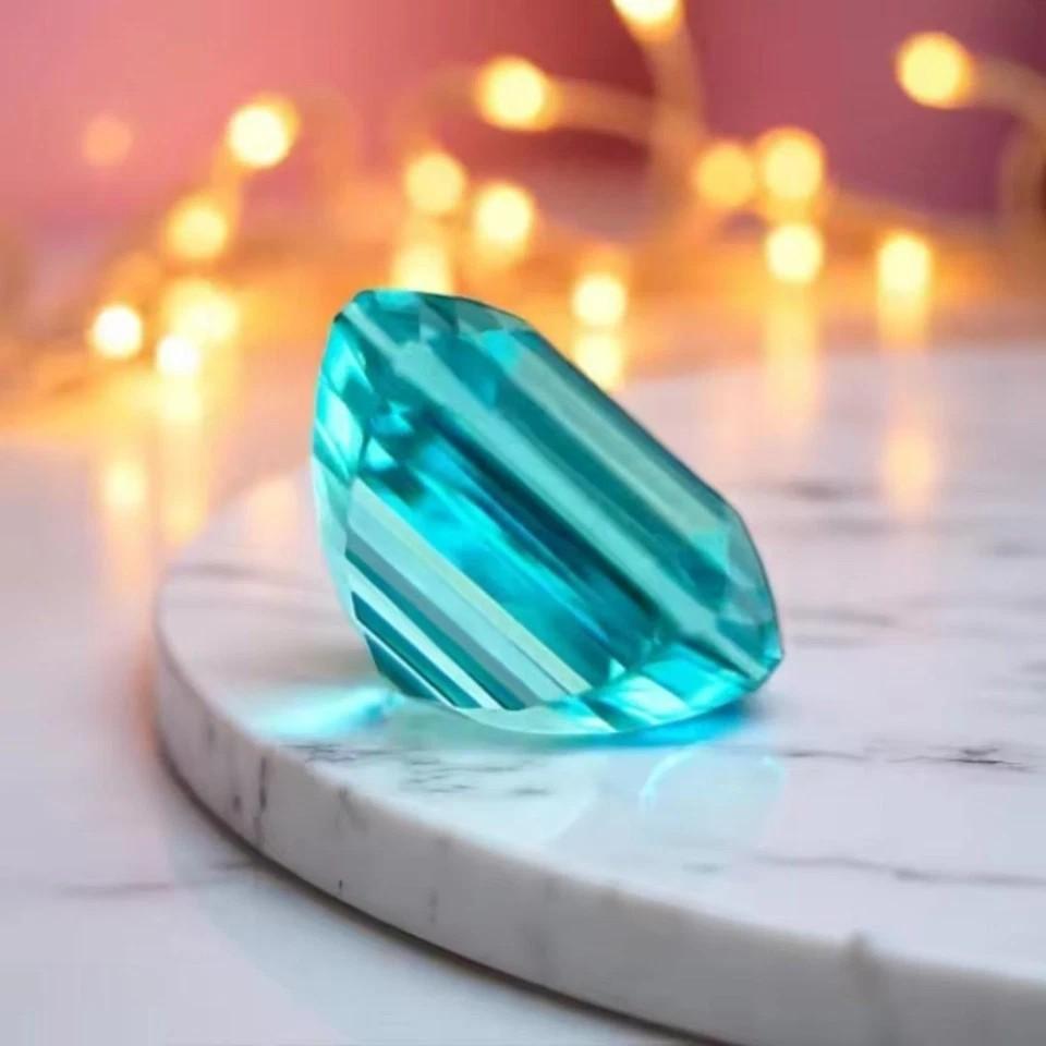 8 Ct Natural Paraiba Tourmaline Neon Blue Asscher Cut Loose Gemstone