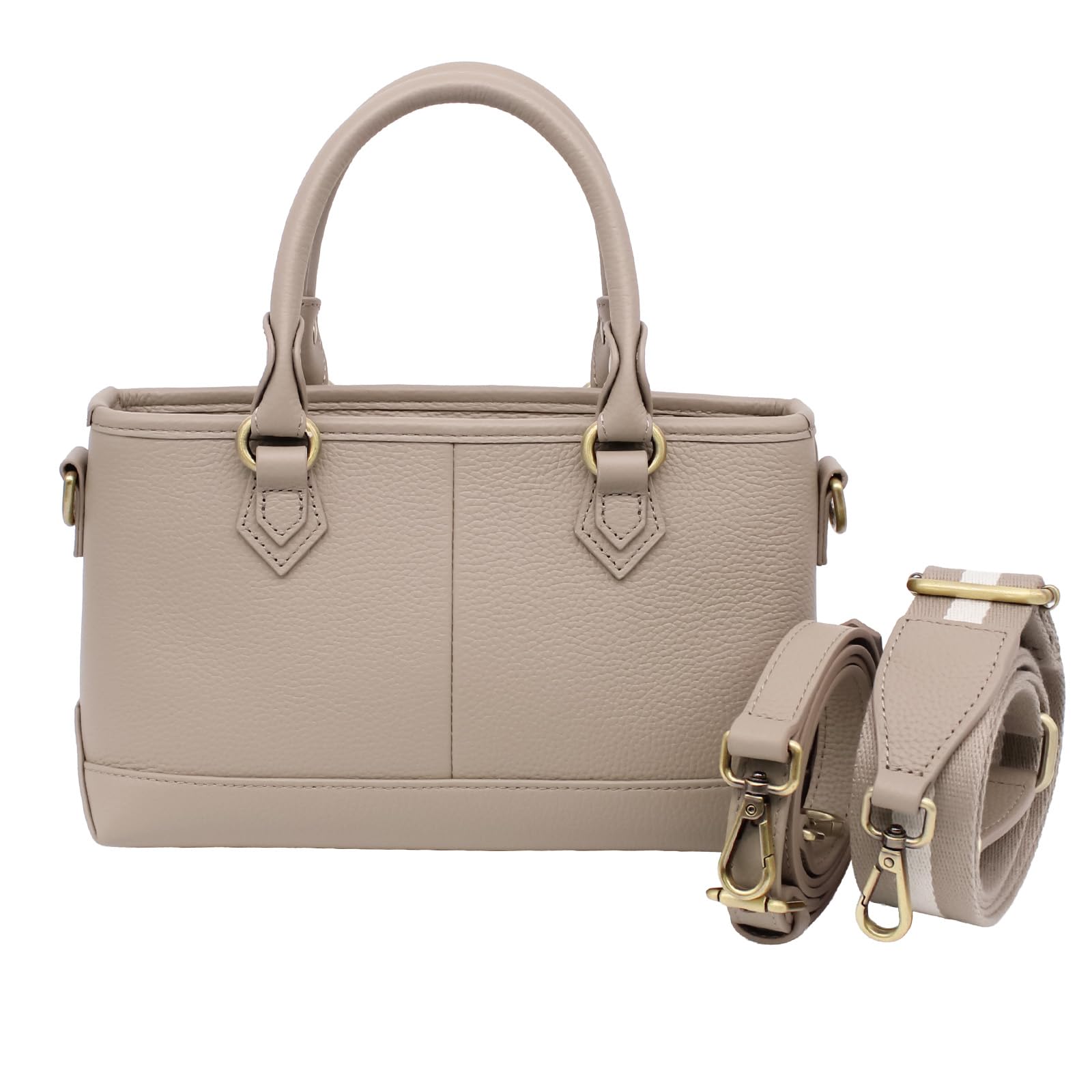 DARGREE Мини-сумка-тоут для женщин, Маленькая, Натуральная кожа, Сумка-тоут на молнии, Сумка, Сумка через плечо, Мини-сумка, Стоящая (бежевый)