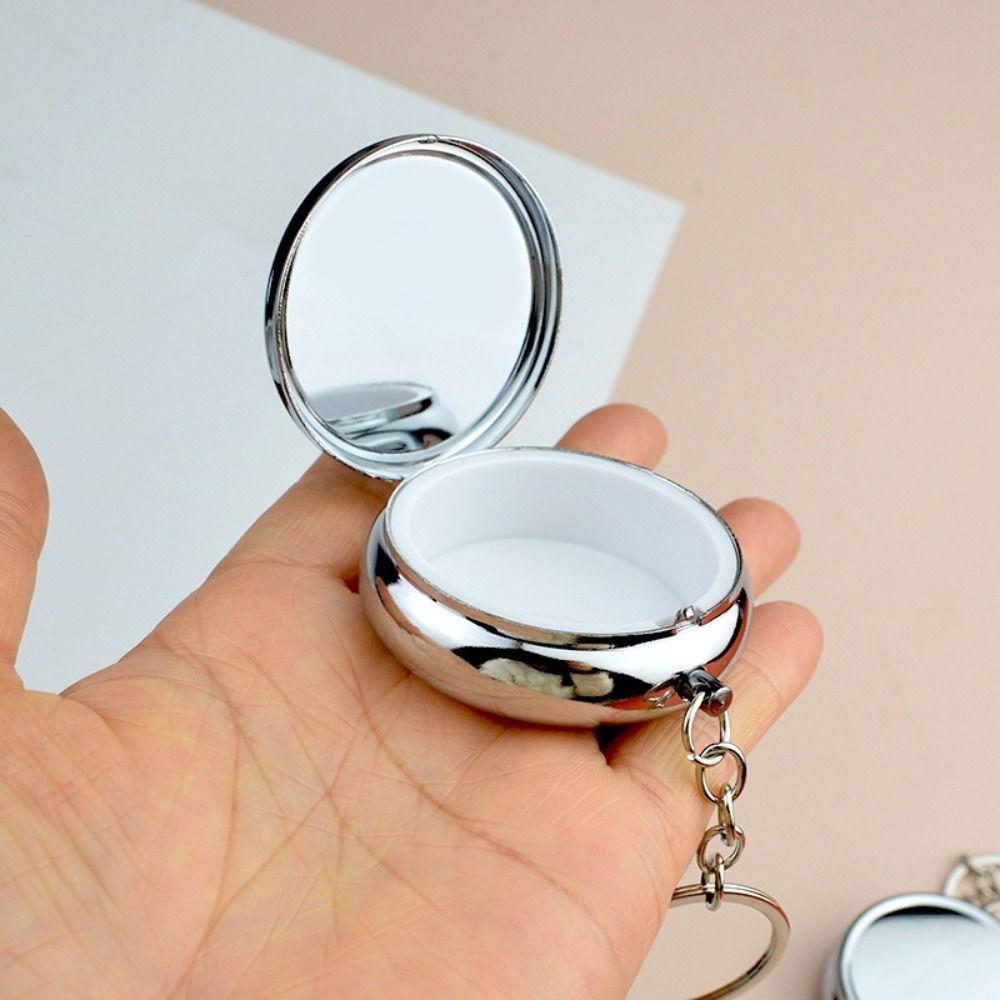 Portable Metal Tablet Box Leak-Proof Compact Pill Organizer Round Earrings Case Travel
