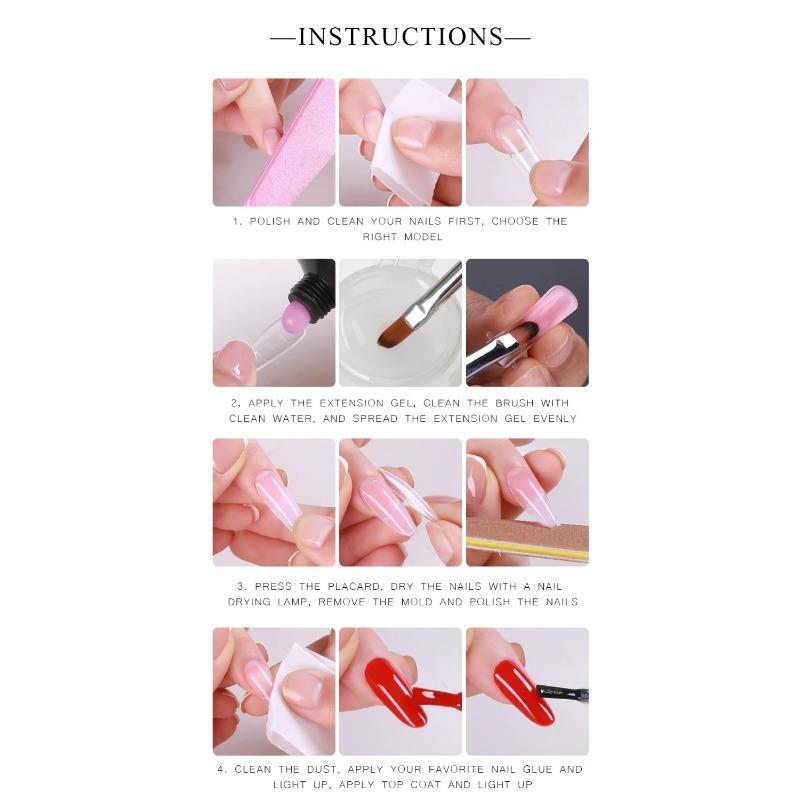 Poly-Nagel-Gel-Set, alles für die schnelle Verlängerung, Nagelmaniküre-Set, Gel-Nagelhautschieber, Fingerverlängerungsform, Nagel-Werkzeug-Set