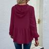 Women's Casual Hoodie Ruffle Tops, Long Sleeve Hooded Long Sleeve Solid Color Sweatshirt