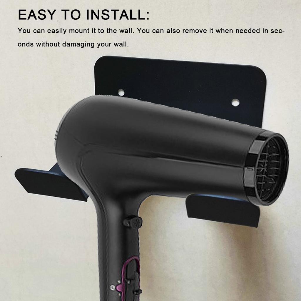 Wall Mounted Hair Dryer Holder Stainless Steel Hair Blow Dryer Rack for Home Washroom Bathroom