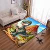 Colorful Cartoon Dinosaur Landscape Carpet for Kids' Room Decor Suitable for Use As an Anti-slip for Living Room Bedroom Sofas